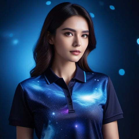 Blue hue for Reflection Nebulae styled polo shirt