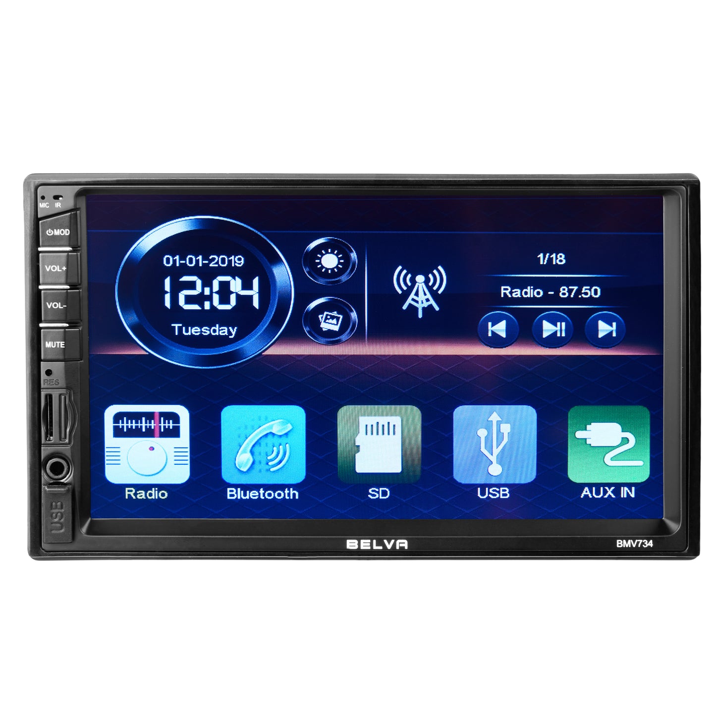 Vergissing Spelling Geslaagd BMV734 7" Double DIN Touchscreen Mechless Car Stereo Receiver with Blu –  Belva