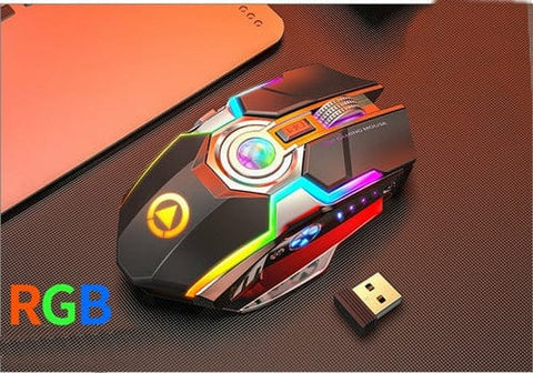 Maroon Asteria Mobile & Laptop Accessories Black Color Wireless Gaming RGB Rechargeable Mute Button Mouse