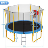 Teal Simba Equipment & Accessories 12FT Trampoline for Kids with Safety Enclosure Net Basketball Hoop