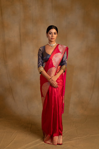 How to Choose a Wedding Banarasi Saree - Bhagwati Red Pink Silk Mashru Banarasi Saree