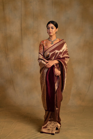 How to Choose a Wedding Banarasi Saree - Laldita Burgandy Silk Banarasi Textured Saree