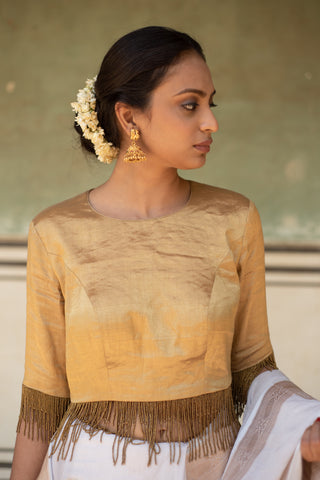 Noor- Gold Silk Chanderi Blouse: Simple Blouse