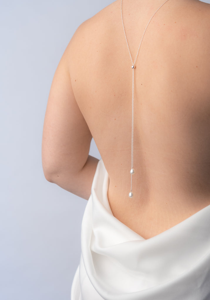 Back Necklace in Rose Gold| Wholesale Wedding Jewelry- Adorn A Bride