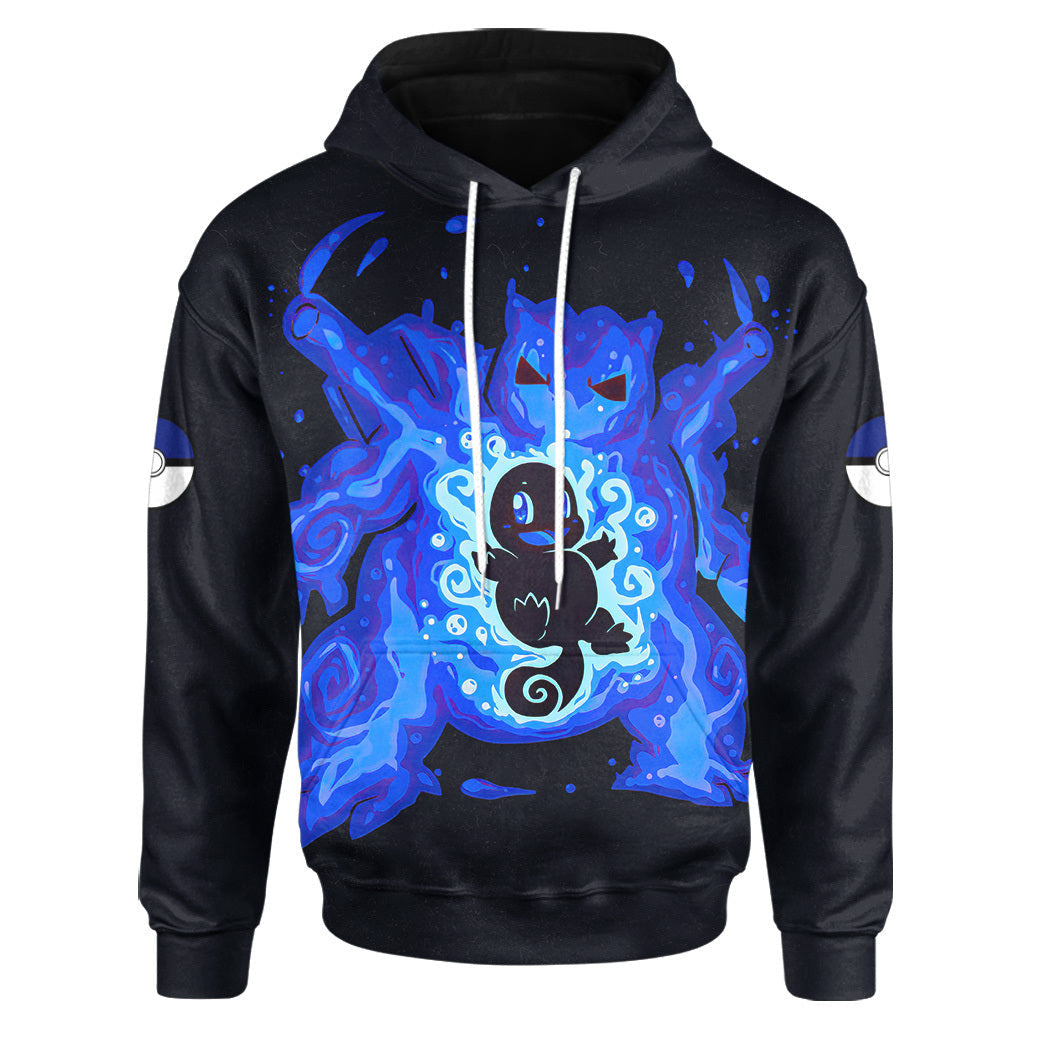 Anime Pokemon Evolve Squirtle within Blastoise Custom Hoodie Apparel