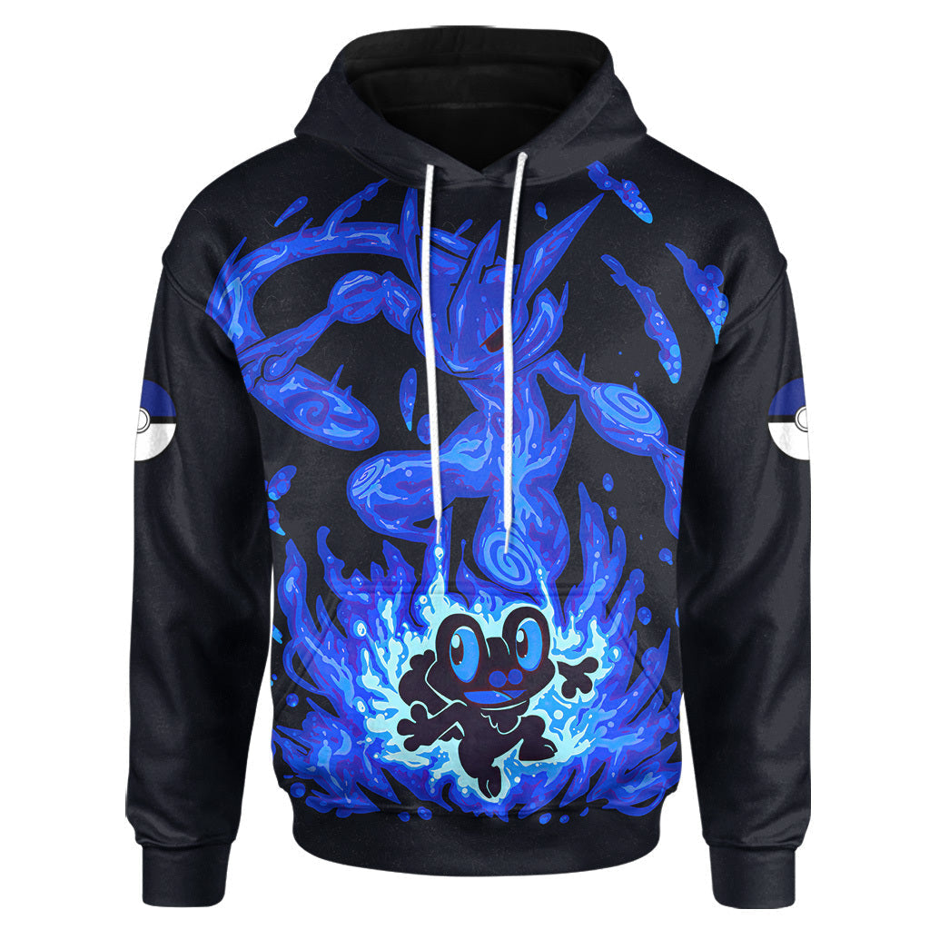 Anime Pokemon Evolve Froakie within Greninja Custom Hoodie Apparel