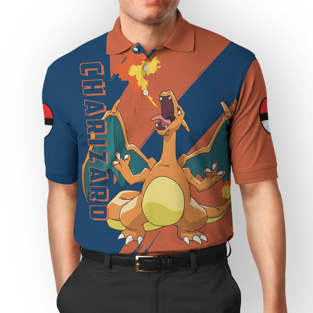 Anime Pokemon Charizard Custom Polo Shirt