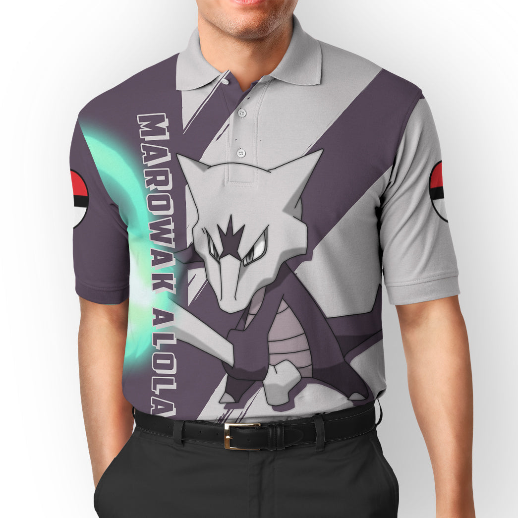 Anime Pokemon Marowak Alola Custom Polo Shirt