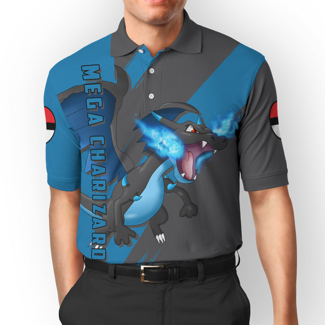 Anime Pokemon Mega Charizard Custom Polo Shirt