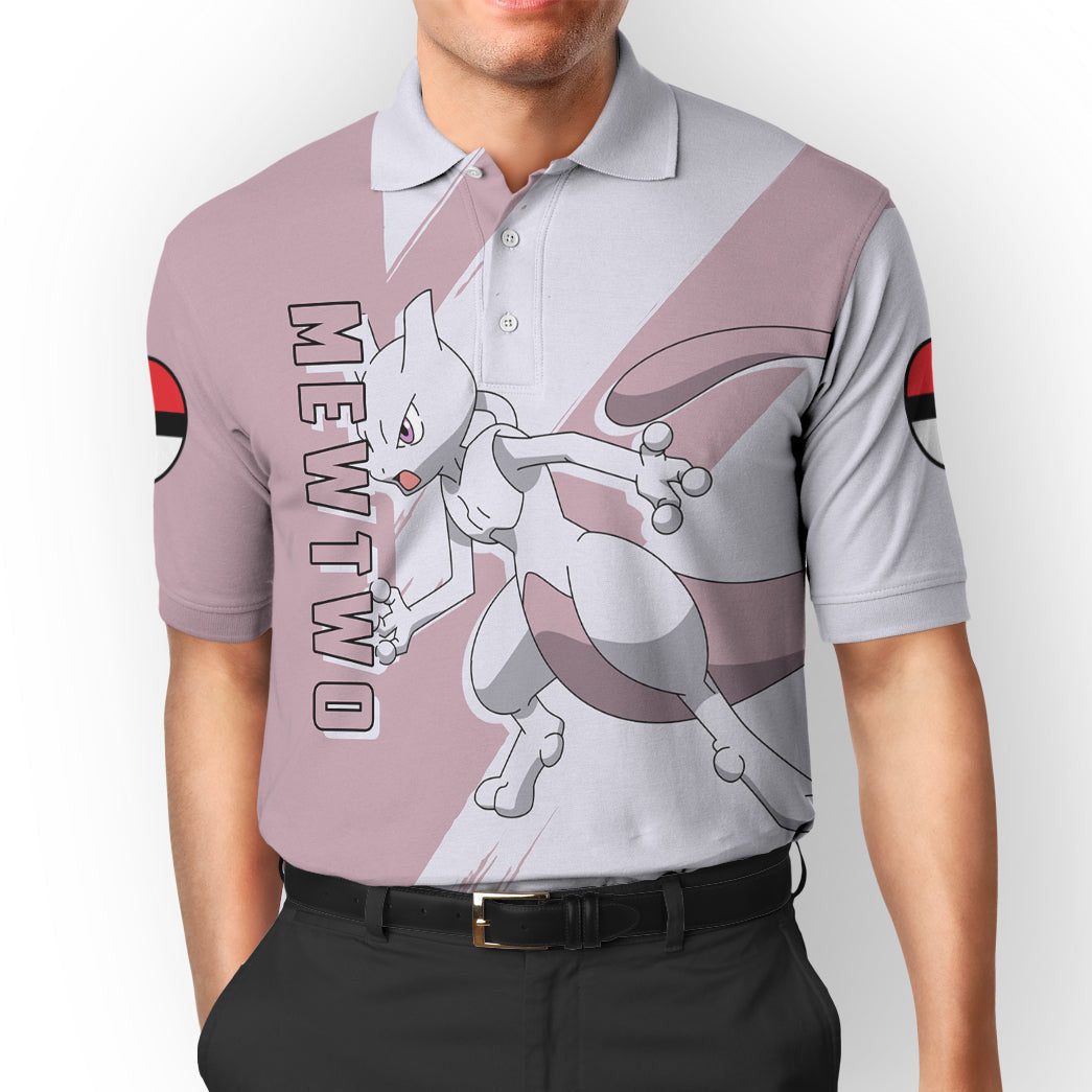 Anime Pokemon Mewtwo Custom Polo Shirt