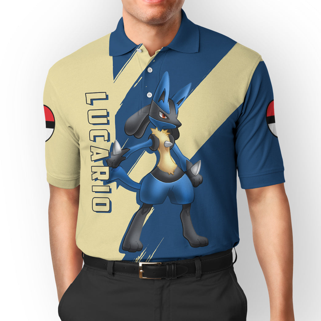 Anime Pokemon Lucario Custom Polo Shirt