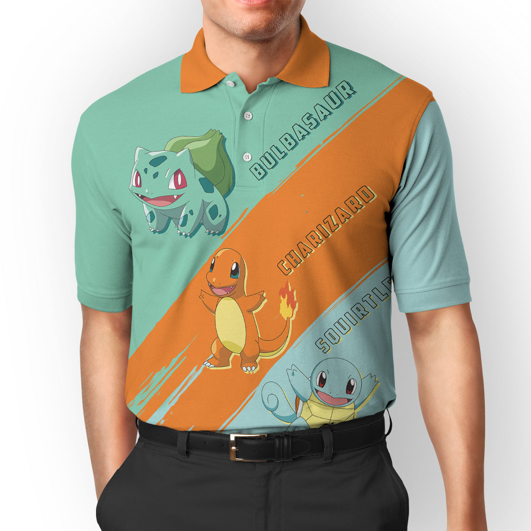 Anime Pokemon Starter Custom Polo Shirt