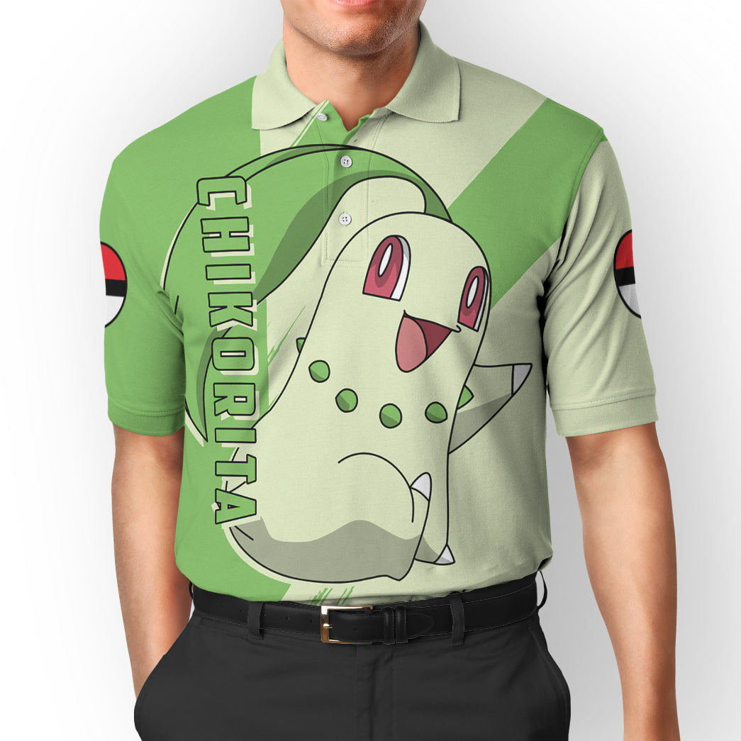 Anime Pokemon Chikorita Custom Polo Shirt