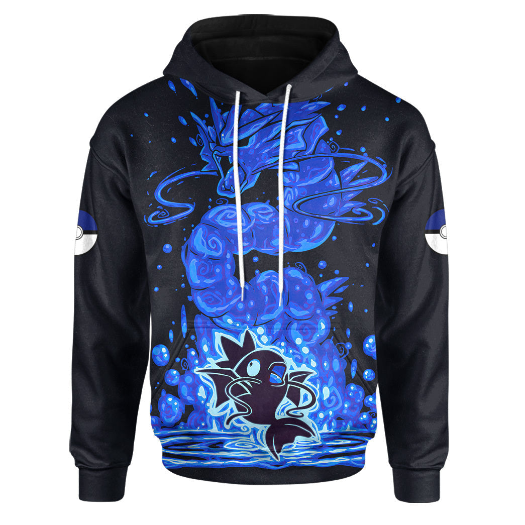 Anime Pokemon Evolve Magikarp within Gyarados Custom Hoodie Apparel