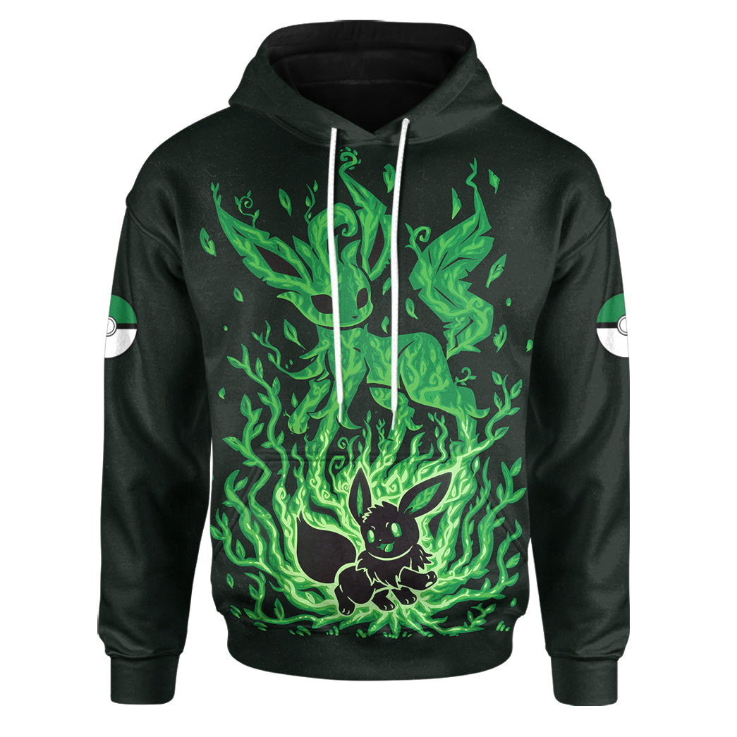 Anime Pokemon Evolve Leafeon Custom Hoodie Apparel