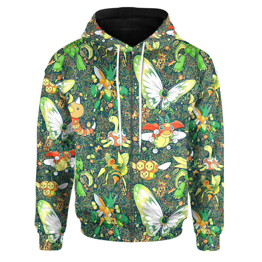 Anime Pokemon Bug Seamless Pattern Custom Hoodie Apparel