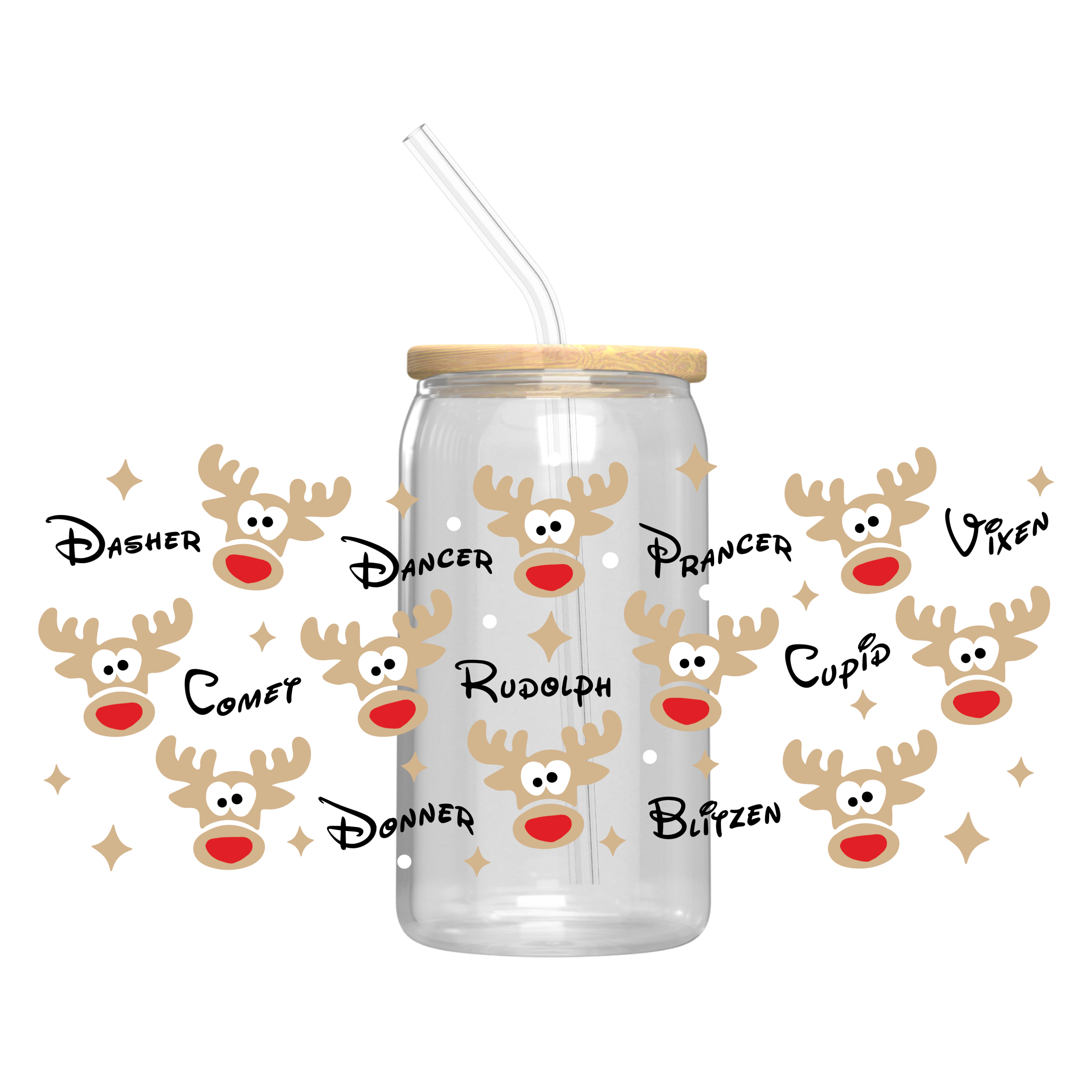 Reindeer Names - UV DTF 16 oz Cup Wrap