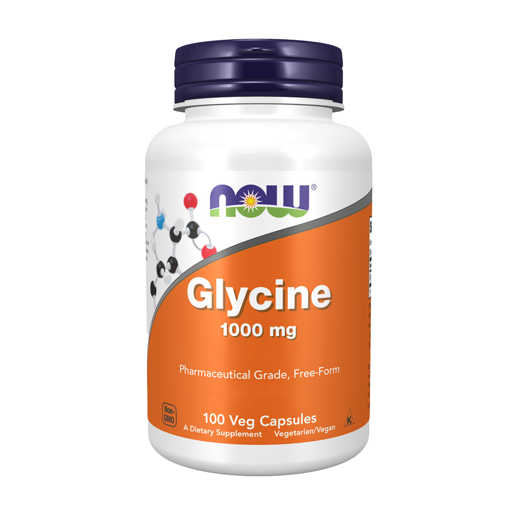 NOW Foods Glycine 1,000 mg (100 capsules) Front cover