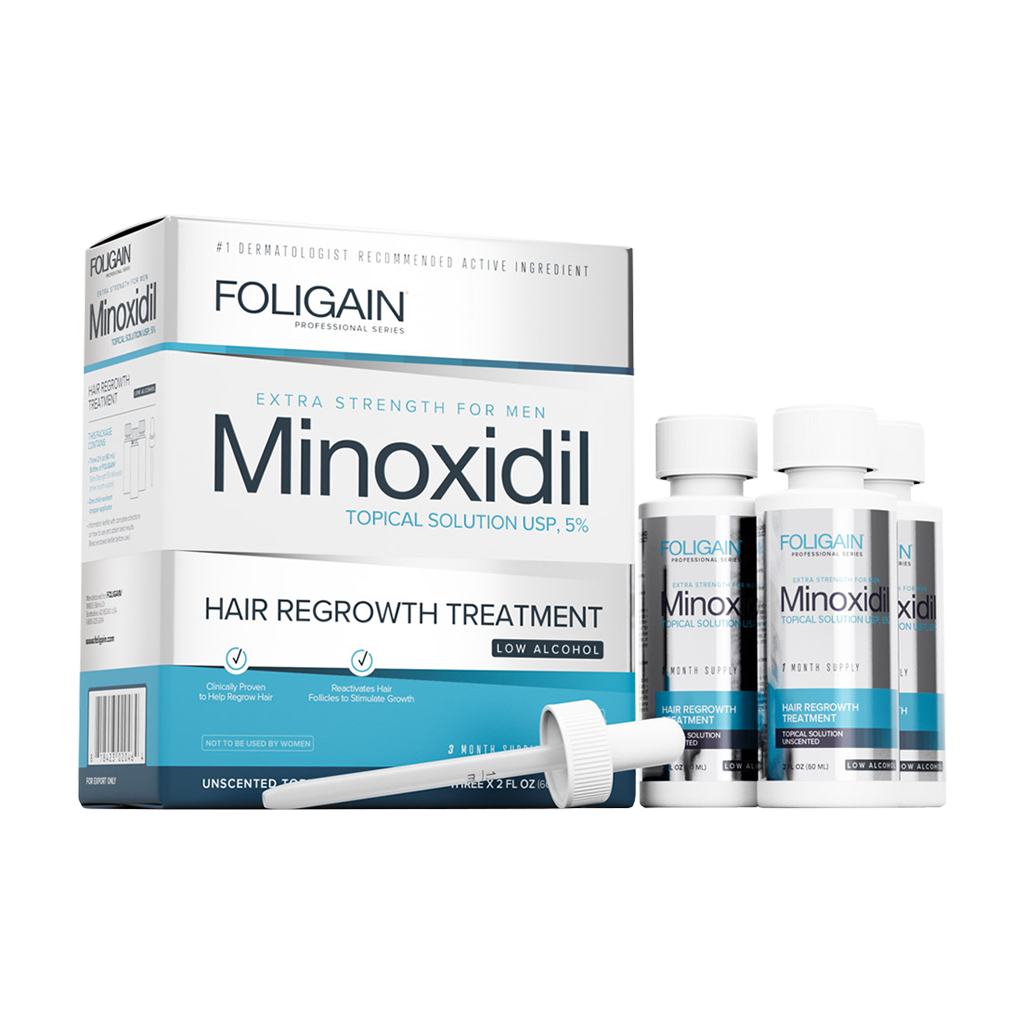 foligain minoxidil 5 hårväxt topisk lösning låg alkoholhalt för män 180 ml 1