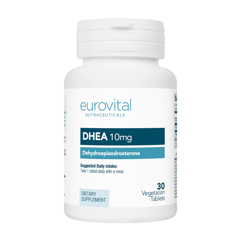 eurovital dhea 10mg 30 tablets packshot front cover