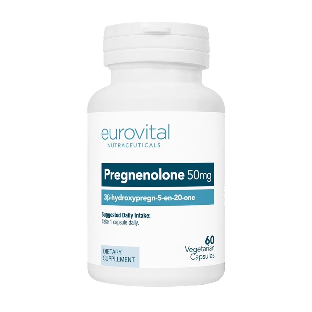eurovital pregnenolone tablets 50mg 60 tablets front cover