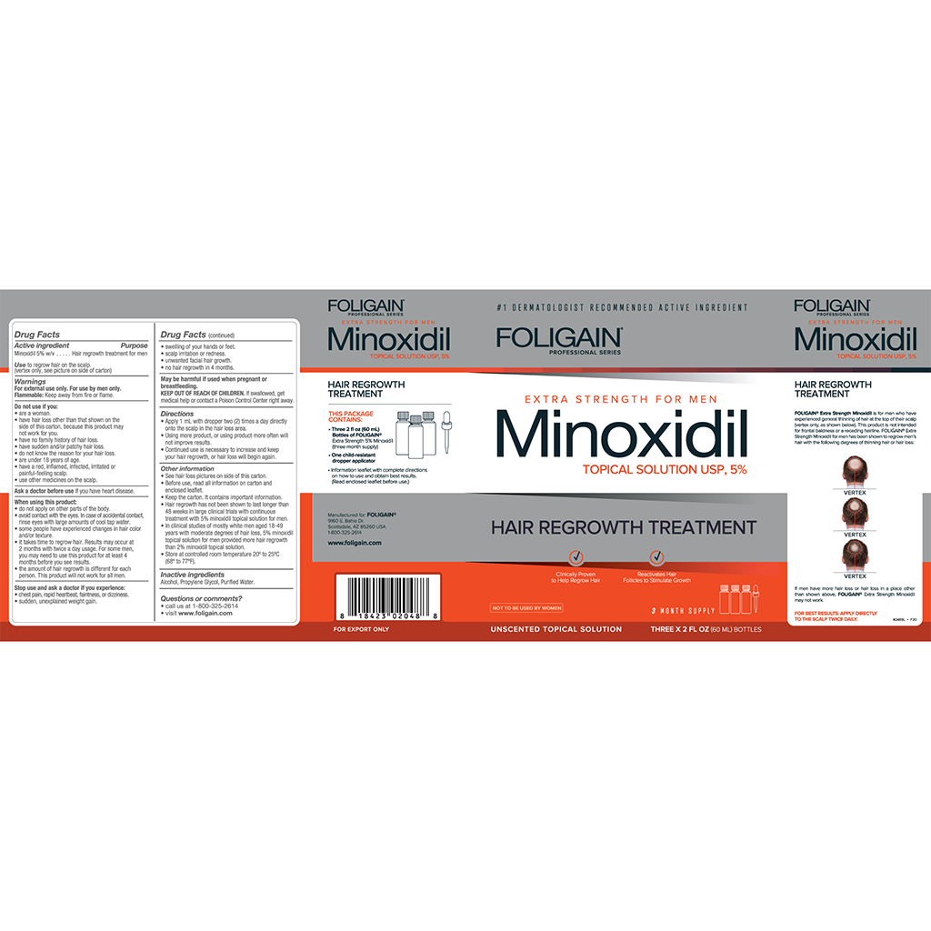 foligain minoxidil 5 hårväxt topisk lösning för män 180 ml 2