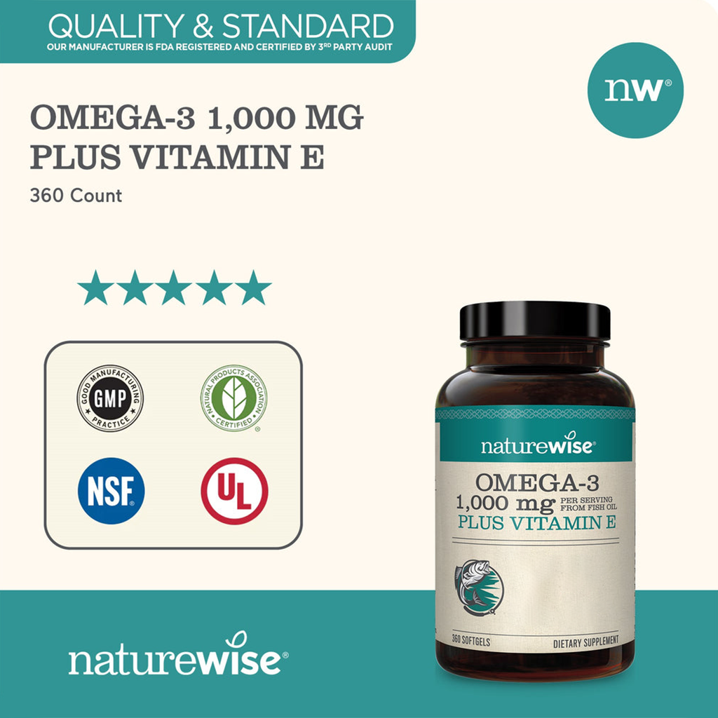 naturewise omega 3 fiskolja 1000mg vitamin e 6