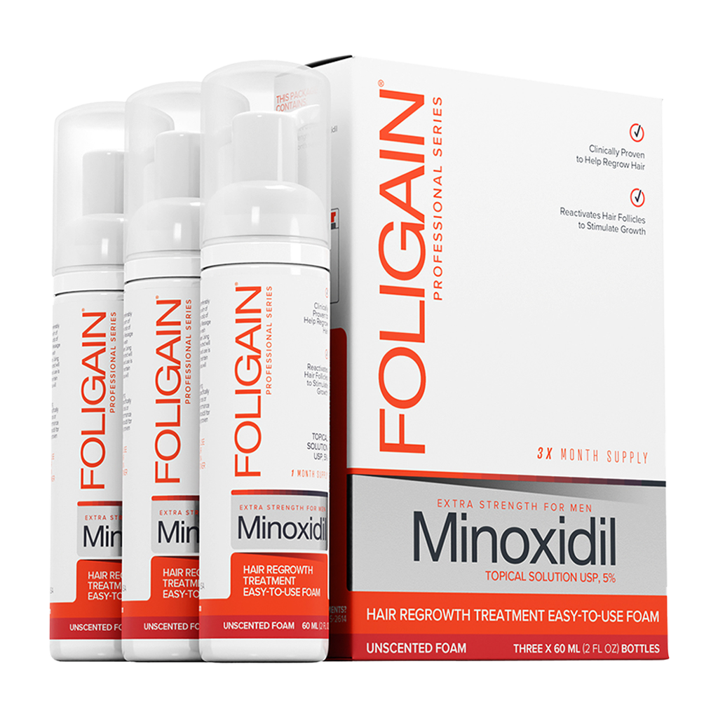 foligain minoxidil 5 hårväxt topisk lösning låg alkoholhalt för män 180 ml 1