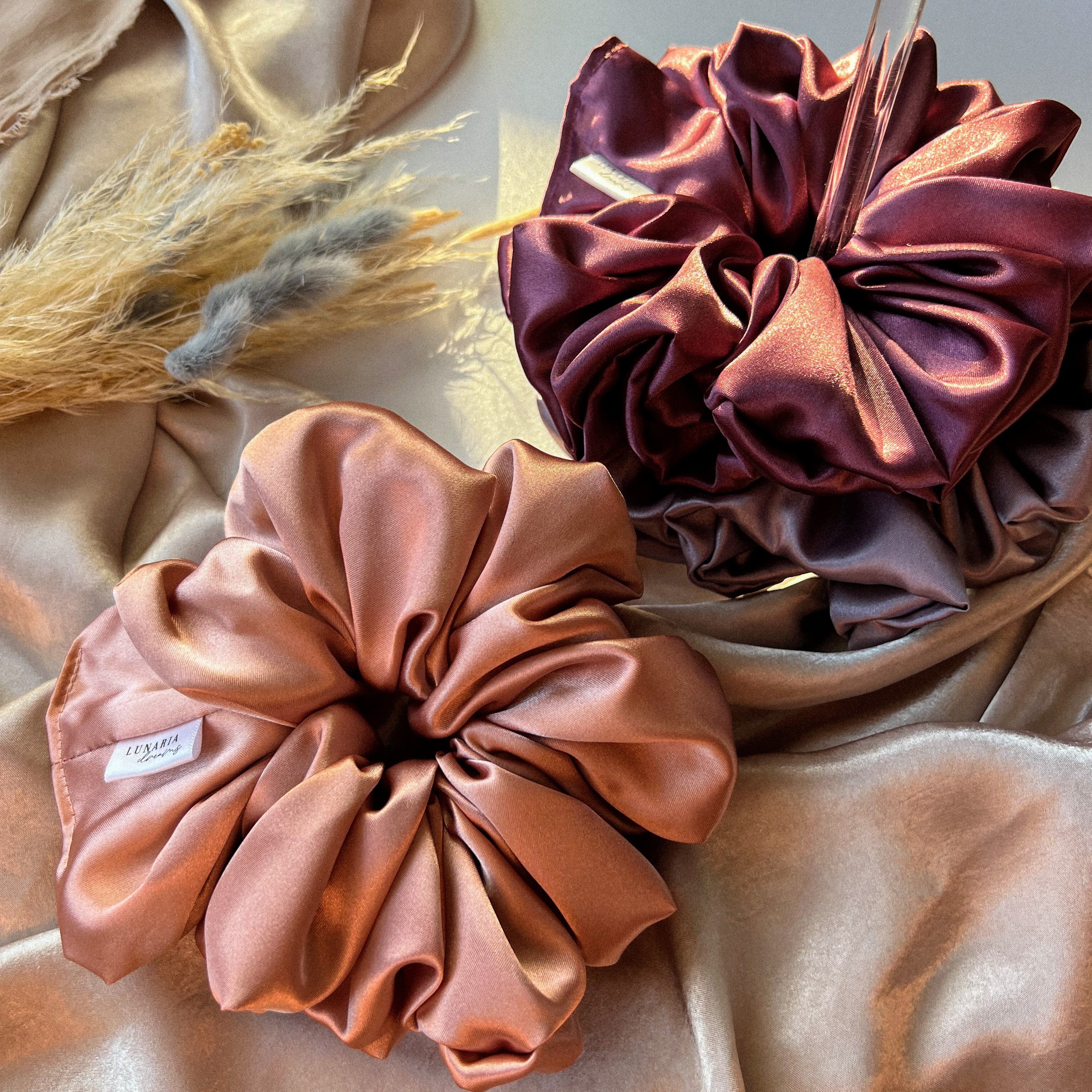 Fameza Satin Silk Scrunchies for hair Big Hair Scrunchies Satin Hair Ties  Ponytail Holder No Hurt Your Hair PACK of 3 Rubber Band Price in India   Buy Fameza Satin Silk Scrunchies