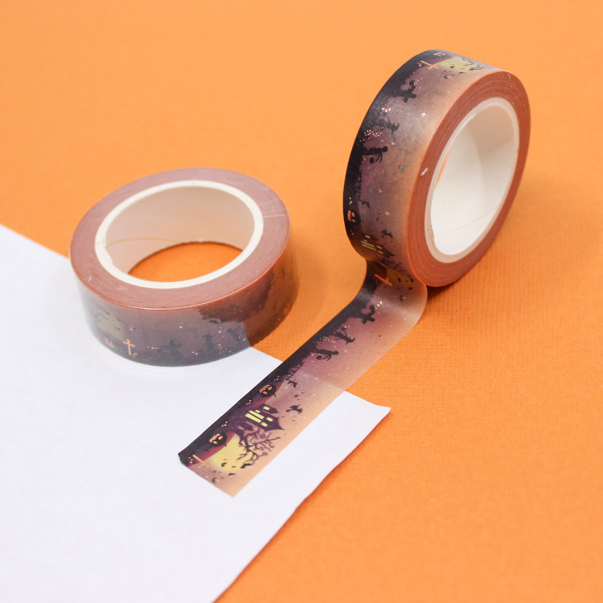Black Skull Washi Tape, Foil Metallic Glitter Washi Tape, Full Roll SSS-2 