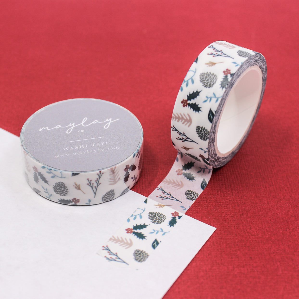Cute Little Holly with Red Berries Washi, Planner Tapes