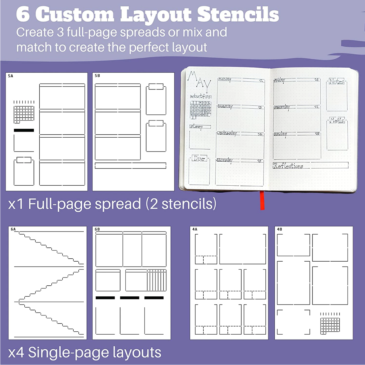 Weekly Layout Stencil for Journal and Planner, Week Spread Template  Stencil, Daily Layout Stencil -  Denmark
