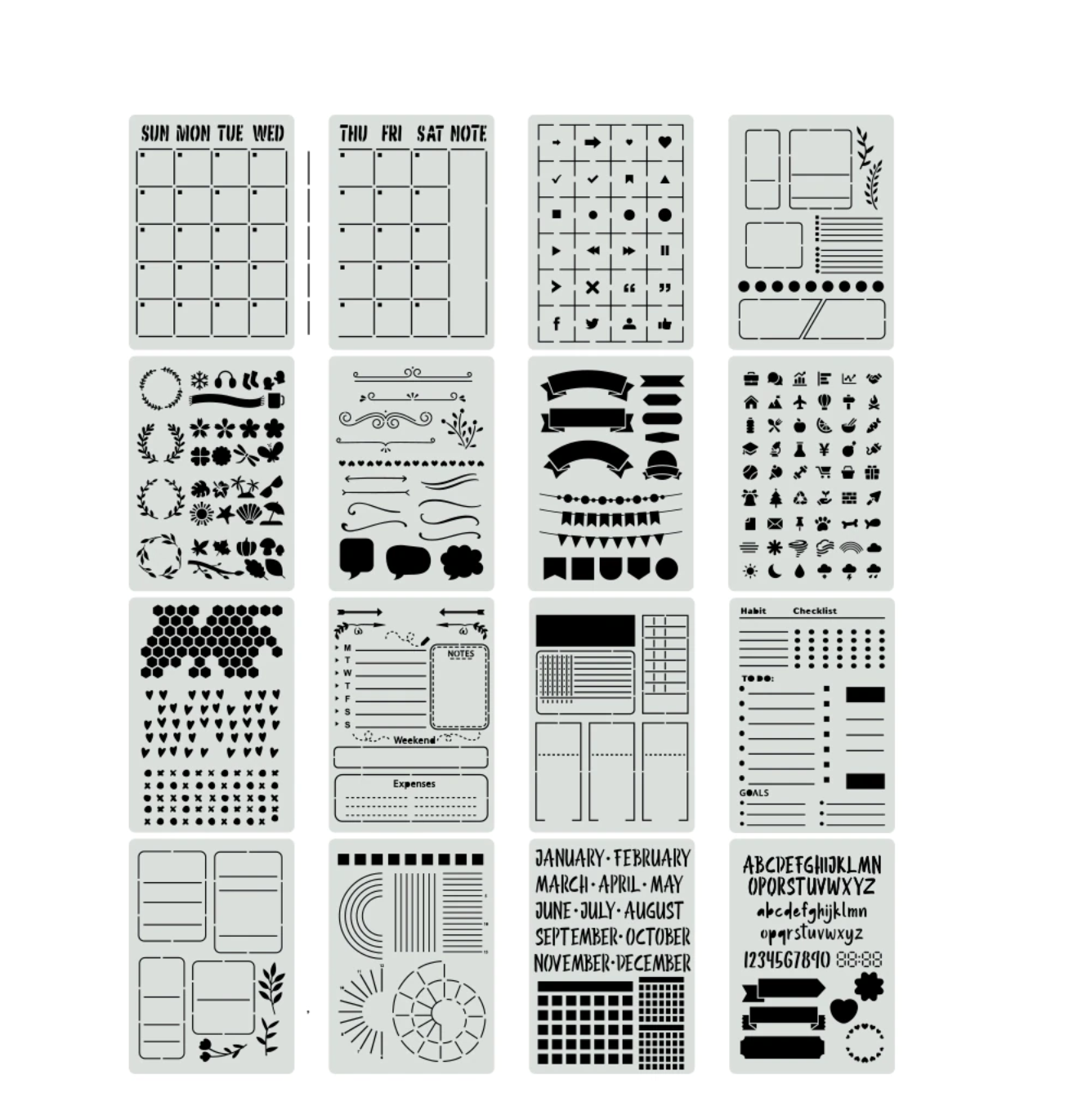 Plastic Planner Stencil 2 / Bullet Journal Stencil/RVS planner