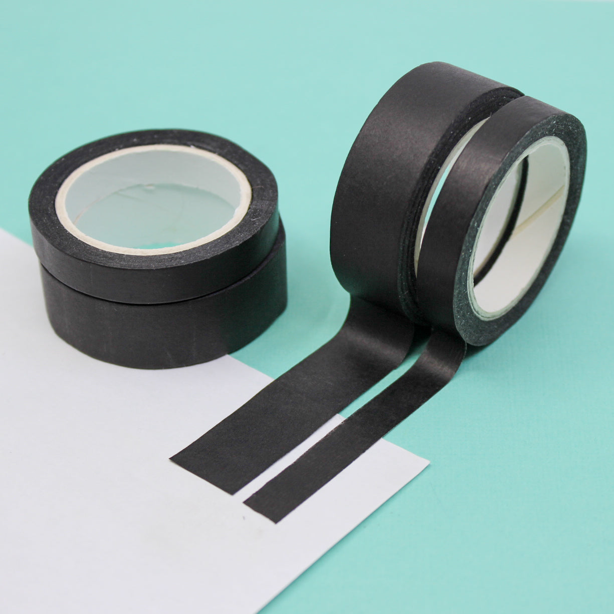 Solid Thin Black Washi Tape, 7MM Narrow Black Paper Tape