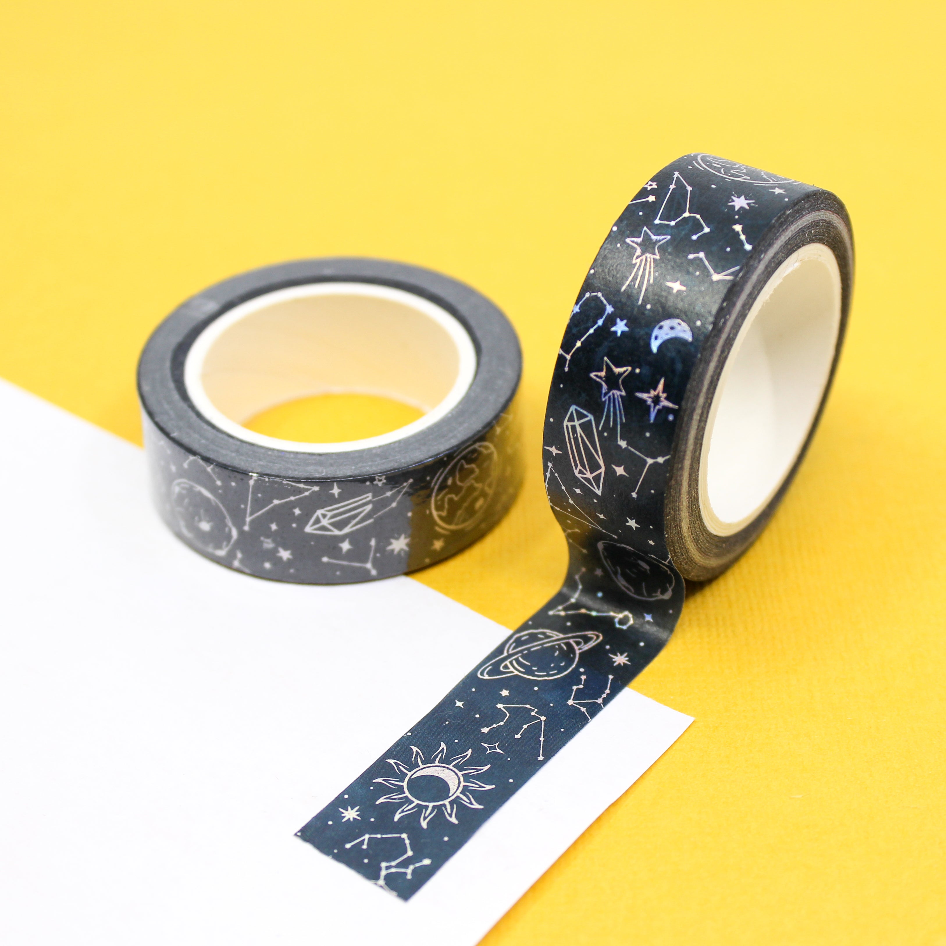 Black & Gold Foil Celestial Moon Washi, Planner Tapes