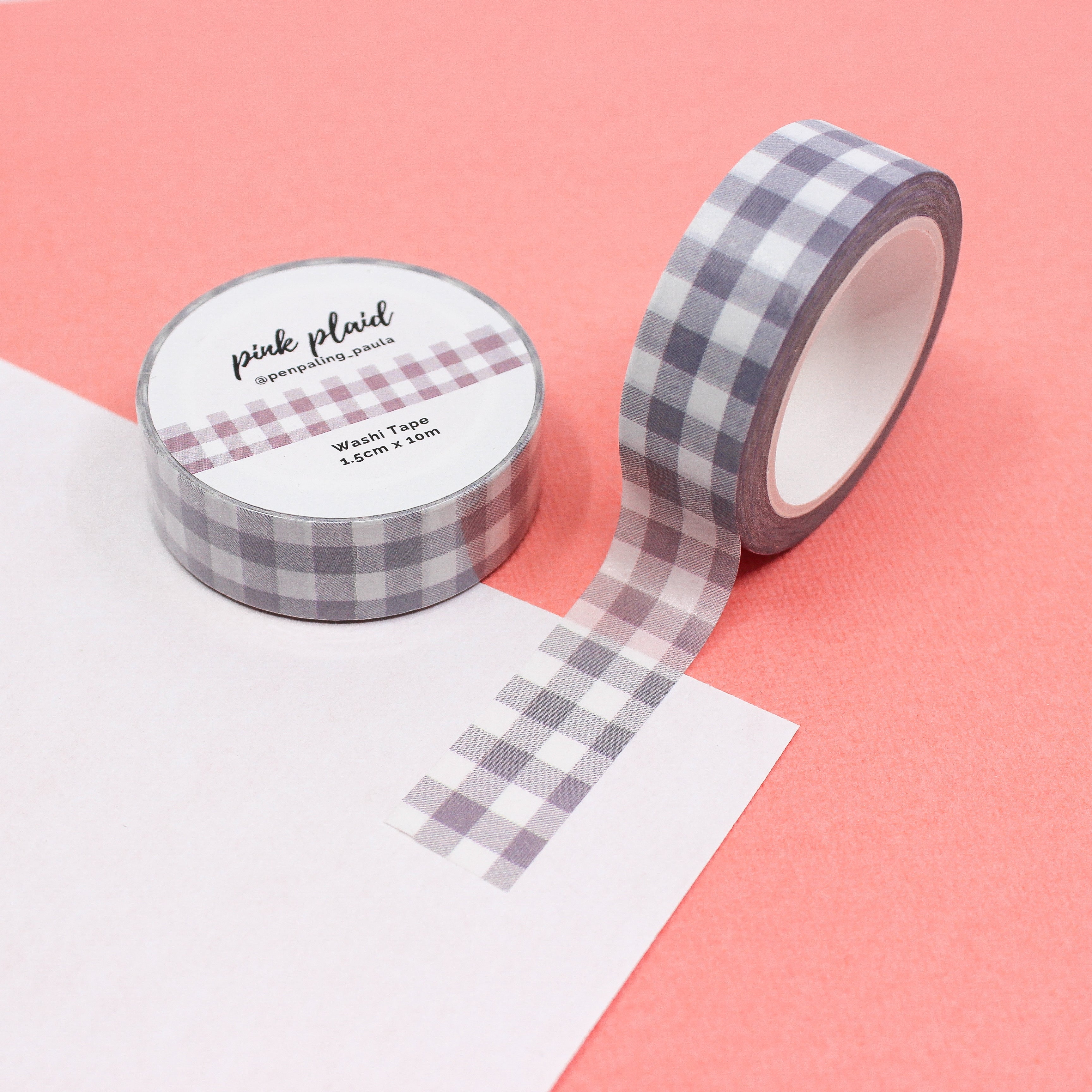 Grape Gingham Pastel Washi Tape - paperkumaco