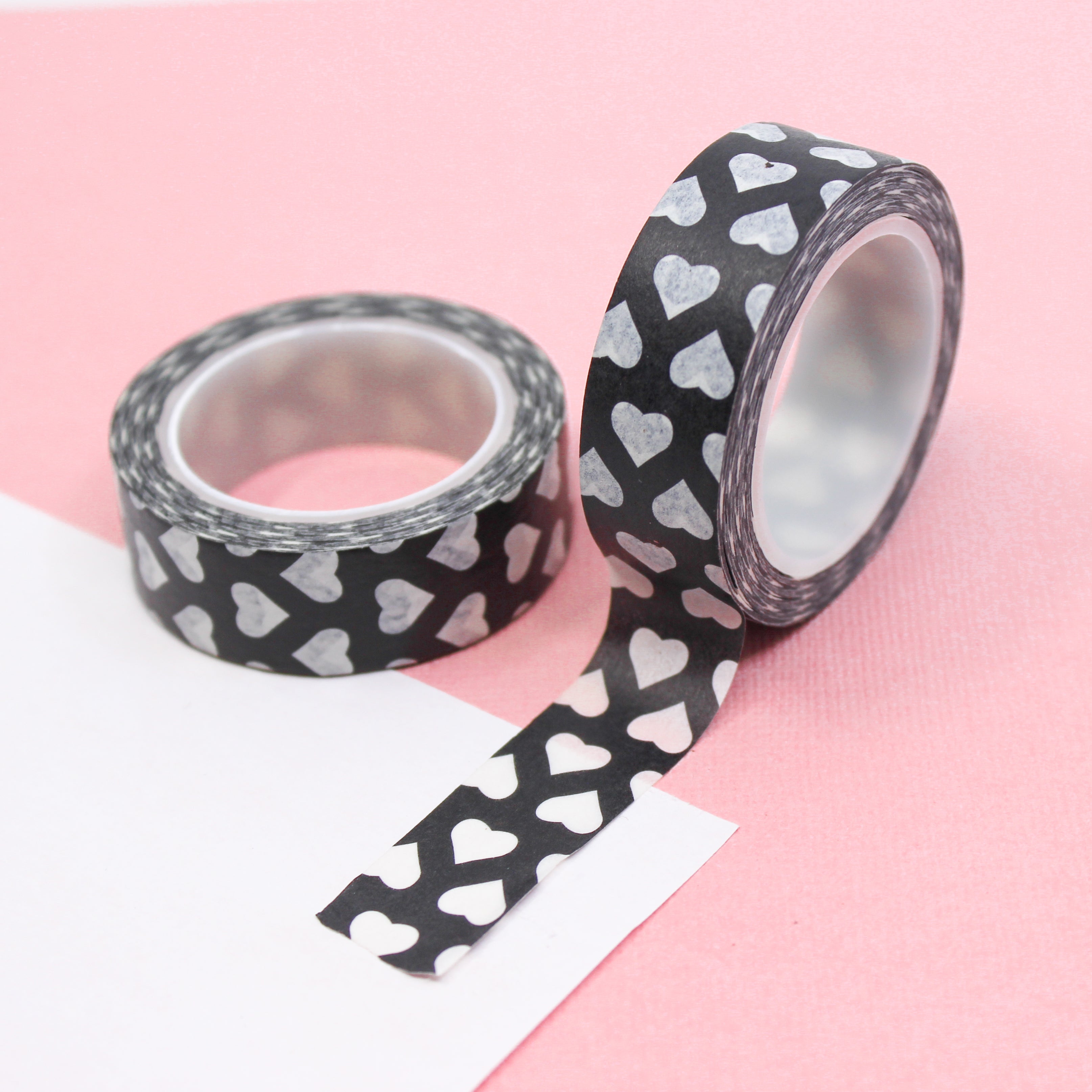 Solid Black Sketchy Hearts Washi