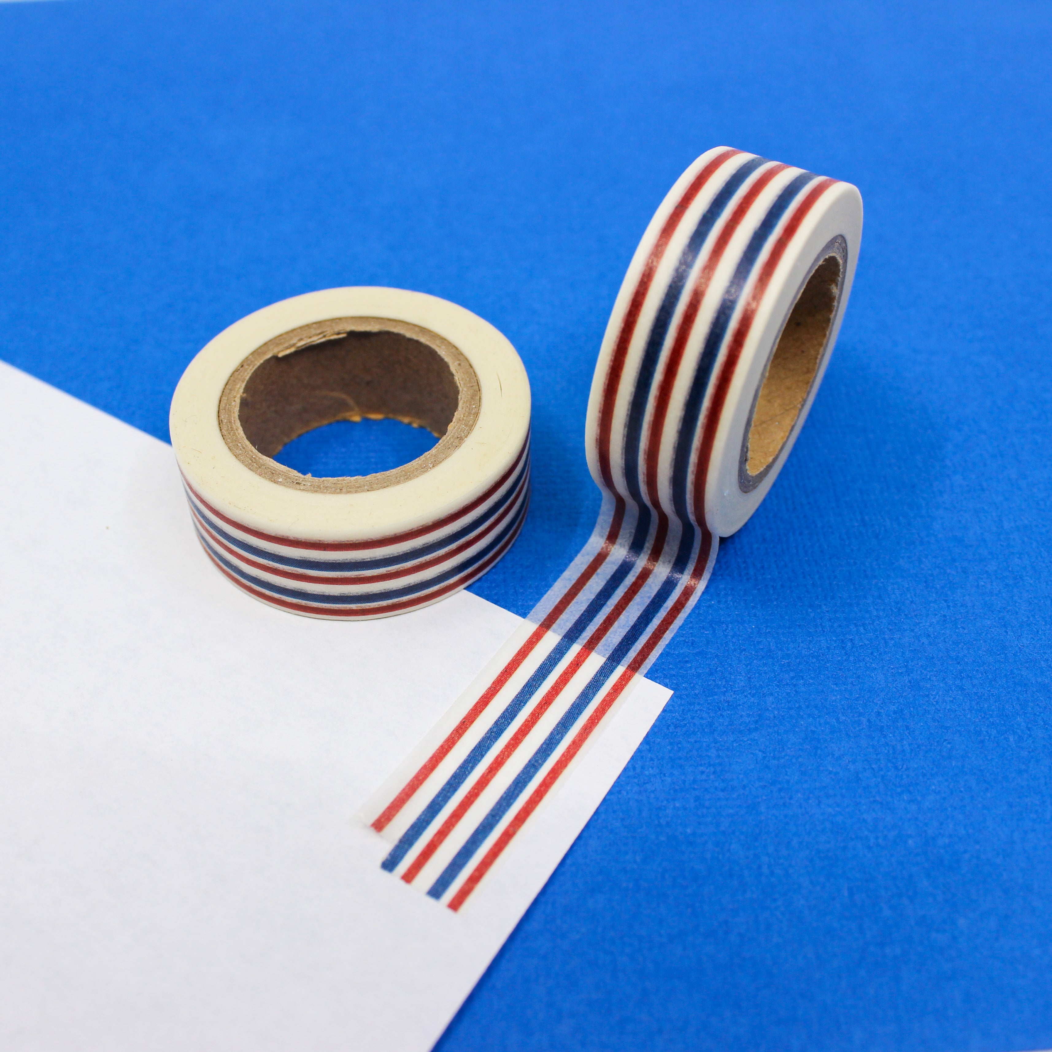 Red,Blue, Beige and Green Stripes - Skinny Washi tape – Planything