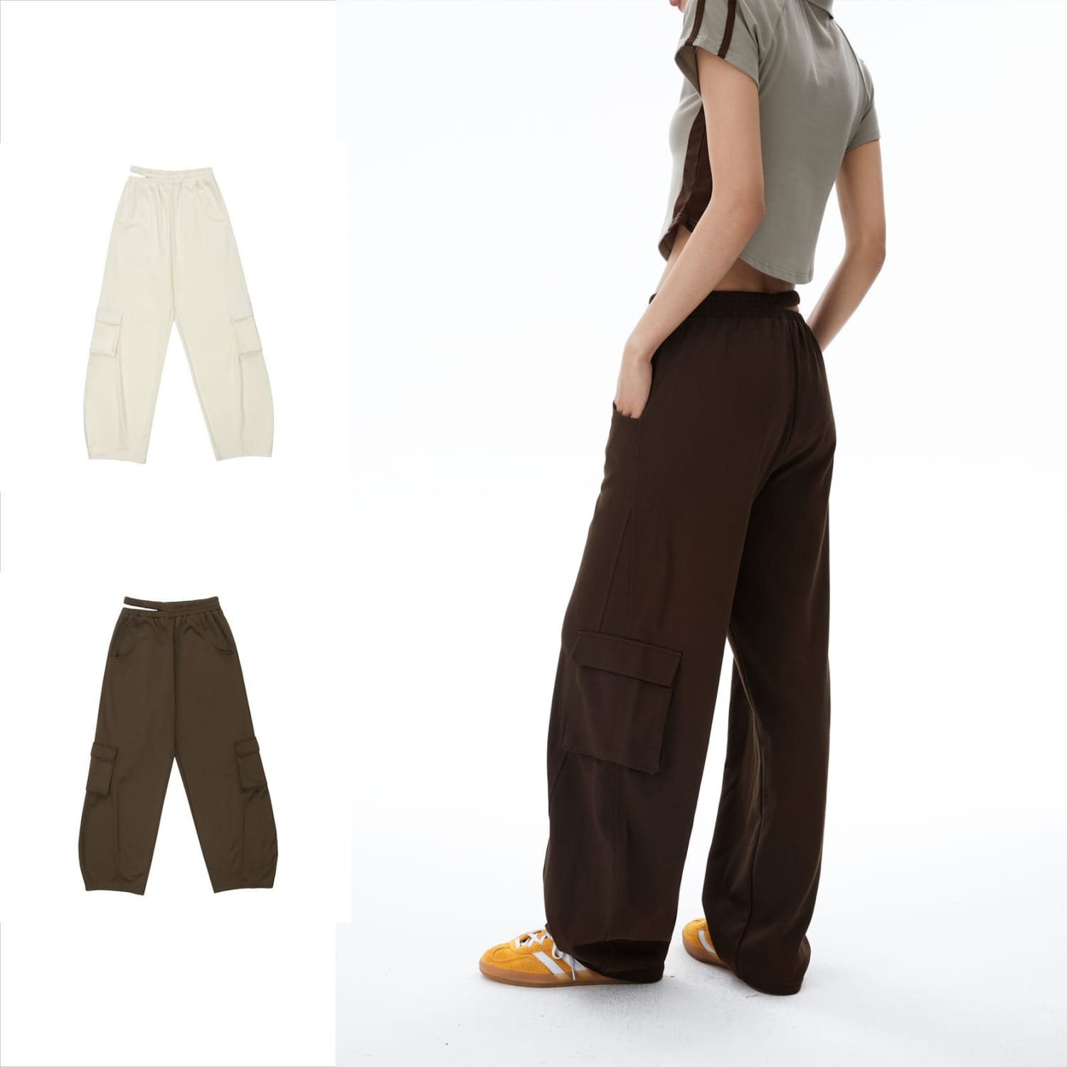 Pantalon en coton taille moyenne pour filles, Streetwear