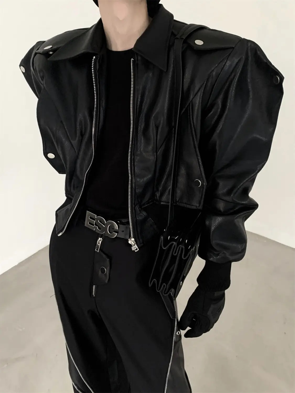 Opium Thick Schoulder Pad Leather Jacket