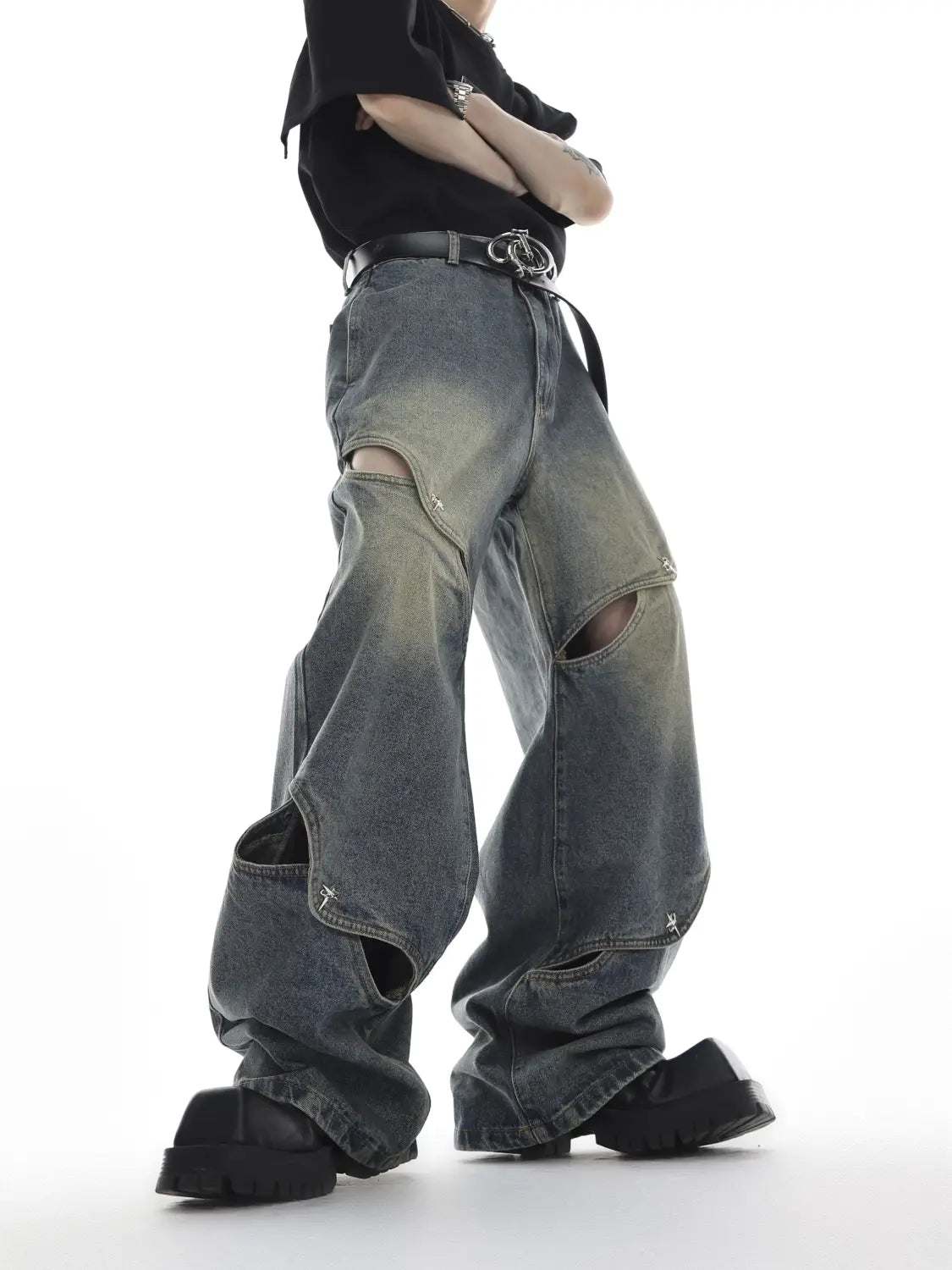 Opium Spliced Denim Pants - Fūga Studios