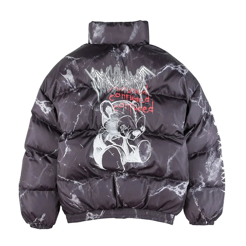 Harajuku streetwear ’Confused’ puffer jacket