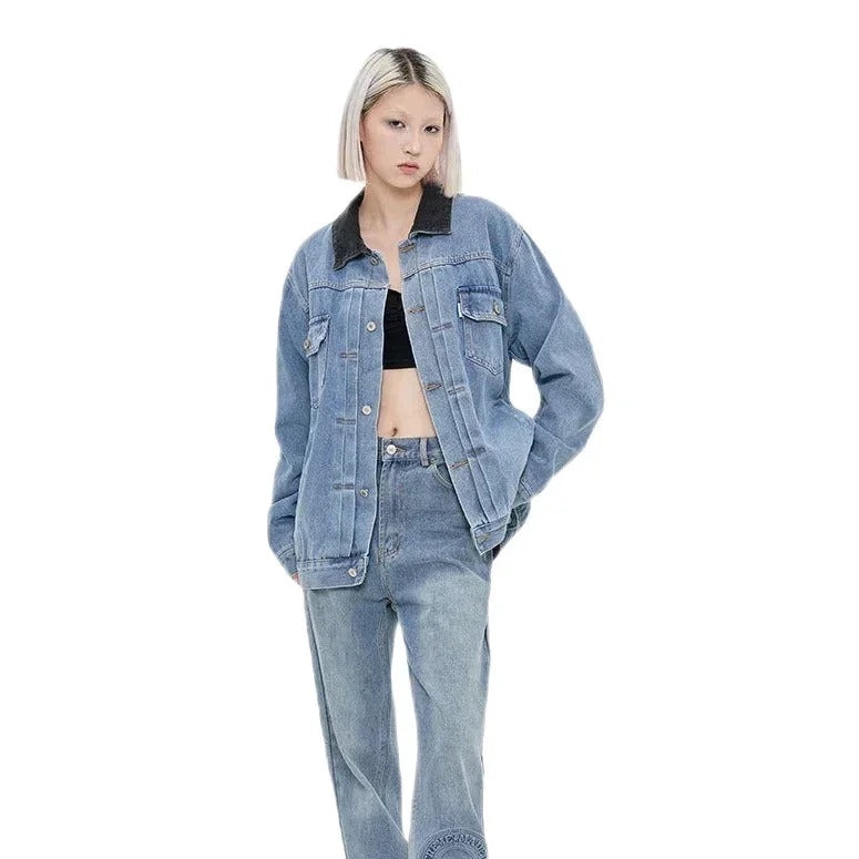 Denim Jacke mit markantem Kragen