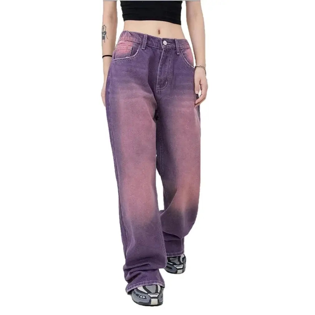 Streetwear Unisex Made Extreme Washed Purple Jeans- Fūga Studios
