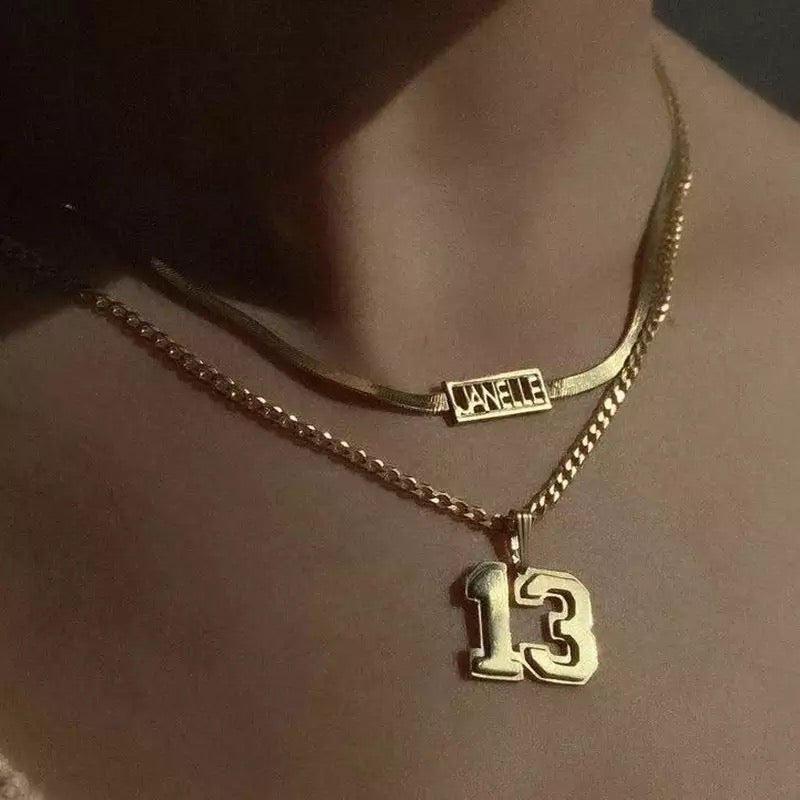 number necklace gold