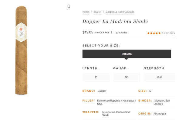 Dapper "La Madrina Shade" Cigar