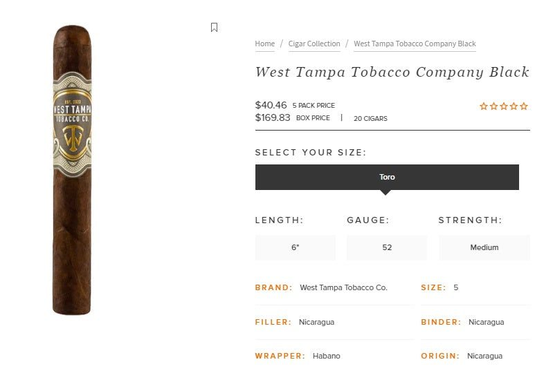 West Tampa Tobacco Company Black