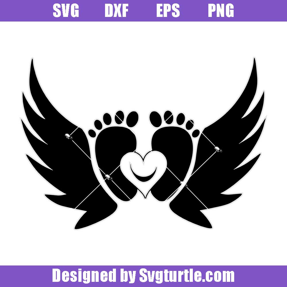 Download Baby Footprint Svg Wings Angel Svg Baby Feet Svg Baby Svg Svgturtle