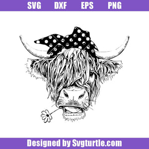 Cow with Bow Svg, Highland Cow Svg, Cow Mom Svg, Cow Face Svg – svgturtle