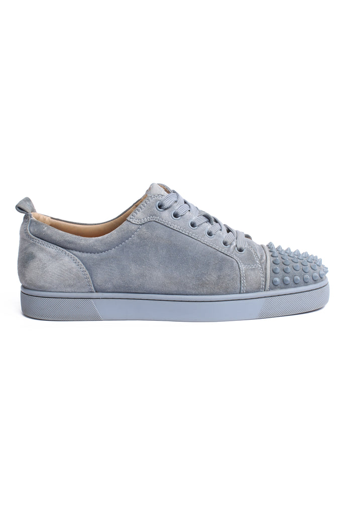 Christian Louboutin Louis Junior Spiked Suede Sneakers In Gray For Men ...